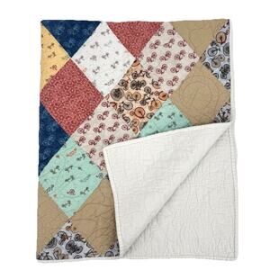Handmade Throw Lap Quilt 54”x 45” Country Charm Diamond Patch Bicycle Themed